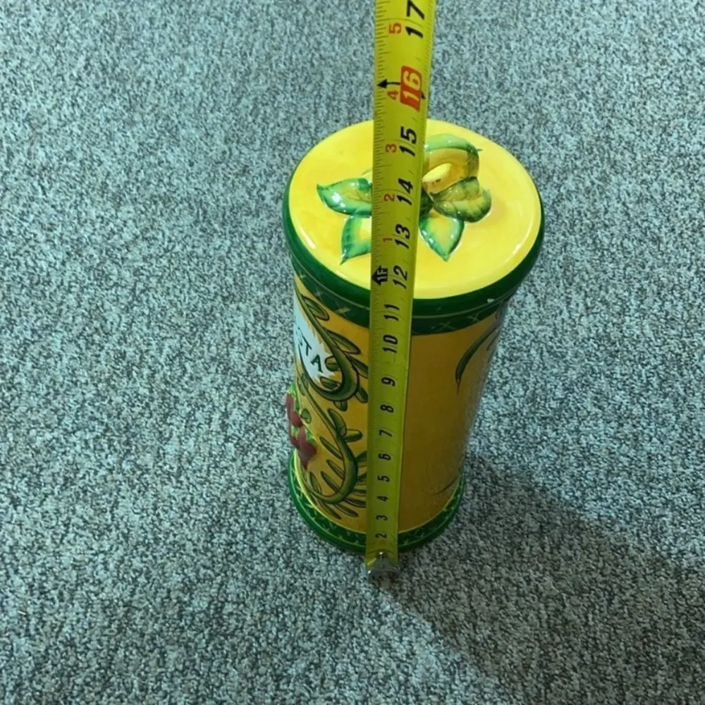 Low price Jay Import Pasta Yellow And Green Pasta Spaghetti Canister SeramicJar